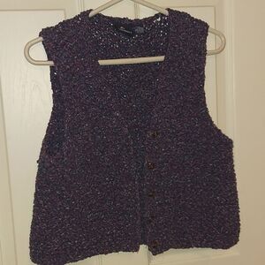 Vintage Lizsport Colorful Knit Button Up Sweater Vest